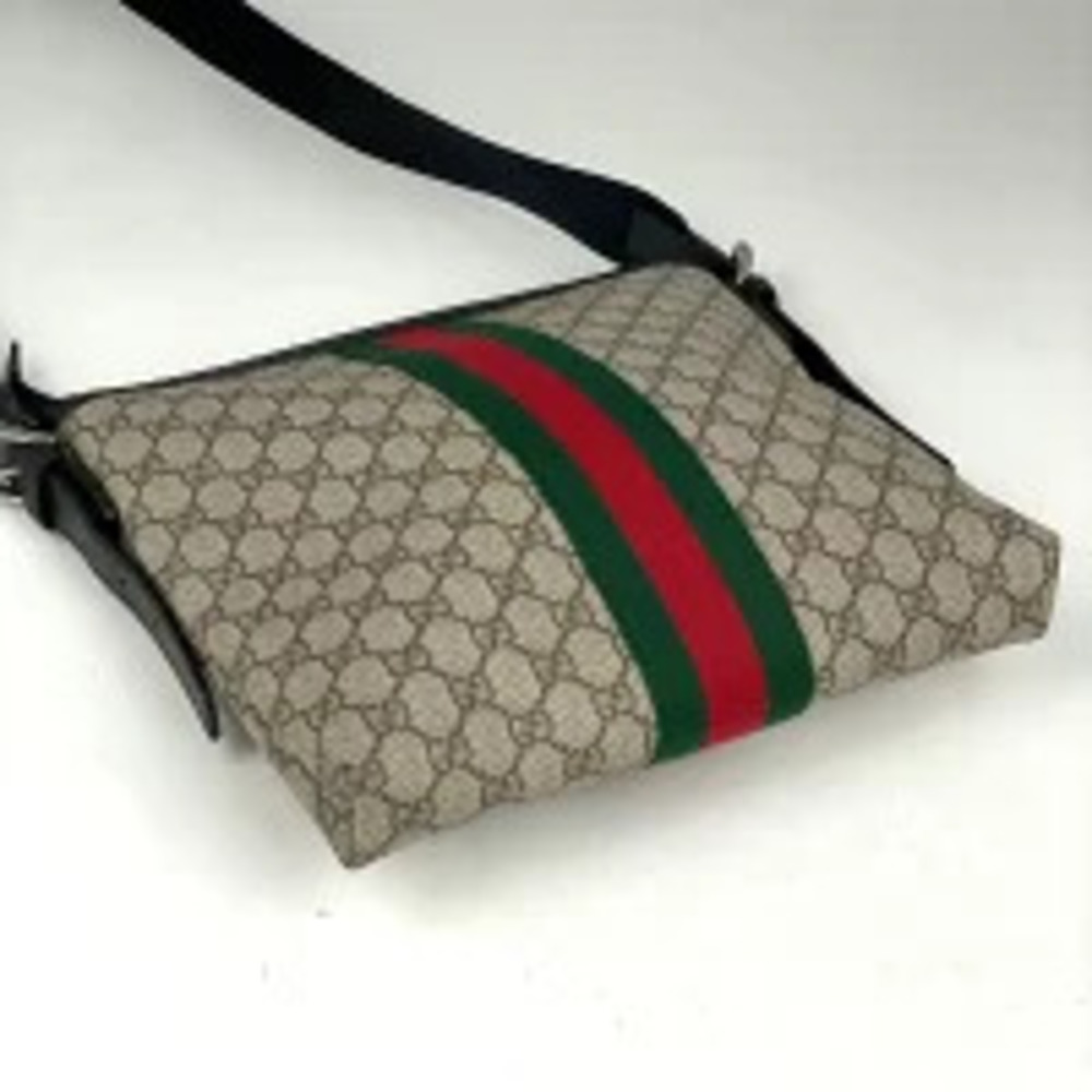 Gucci beige shoulder messenger black canvas web Sherry GG bag Tan Black